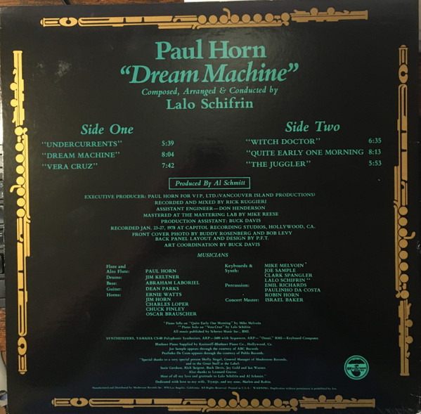 Paul Horn - Dream Machine | Mushroom Records (MRS-5010) - 2