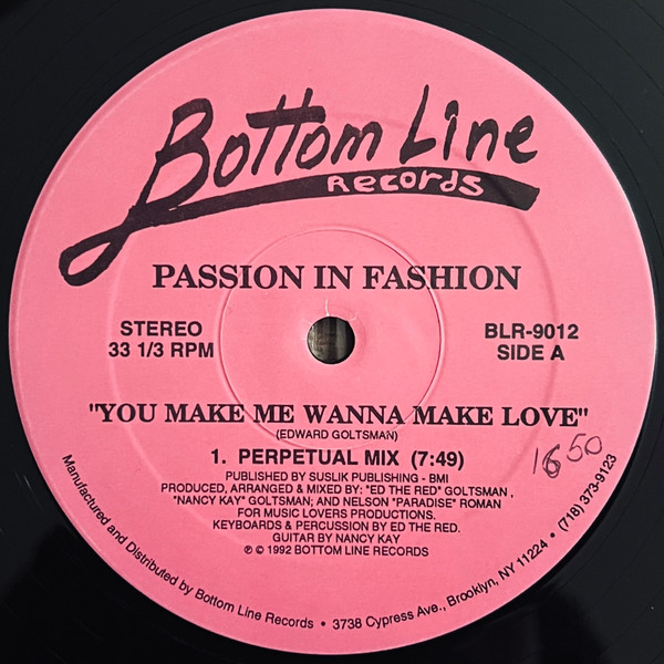 Passion In Fashion - You Make Me Wanna Make Love | Bottom Line Records (BLR-9012) - main