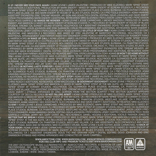 Maroon 5 - It Won't Be Soon Before Long | A&M Octone Records (0602517345836) - 4 Maroon 5 - It Won't Be Soon Before Long | A&M Octone Records (0602517345836) - 4
