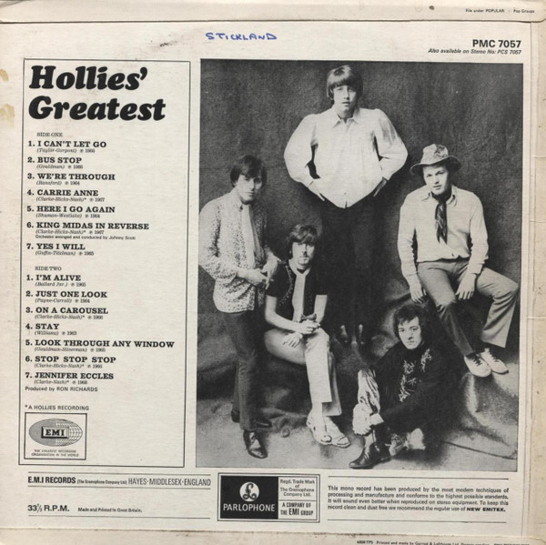 The Hollies - Hollies' Greatest | Parlophone (PMC 7057) - 2