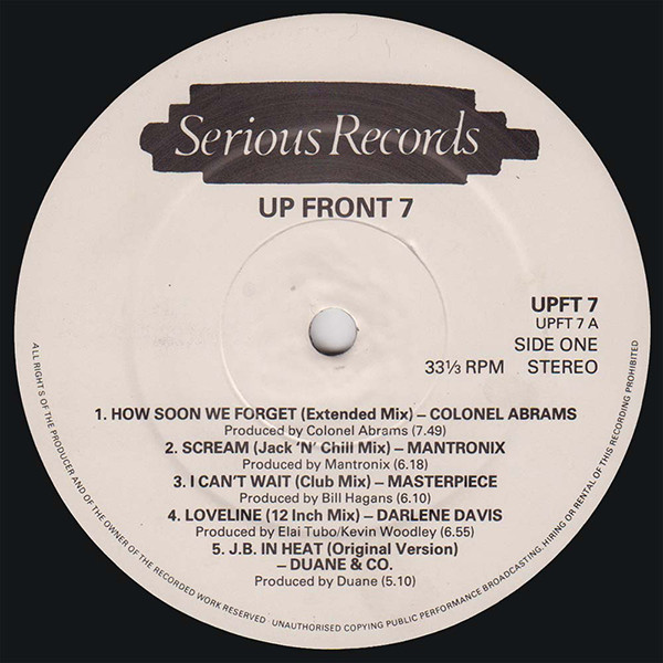 Various - Up Front 7 (Chilled in Heaven) | Serious Records (UPFT 7) - 3