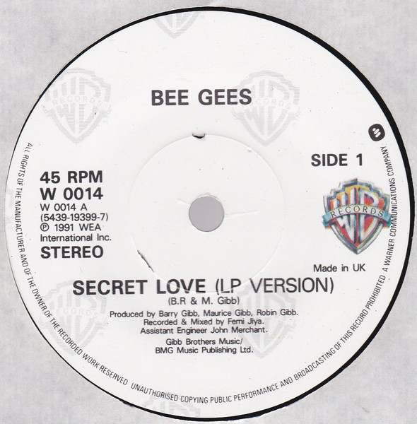 Bee Gees - Secret Love | Warner Bros. Records (W0014) - 3