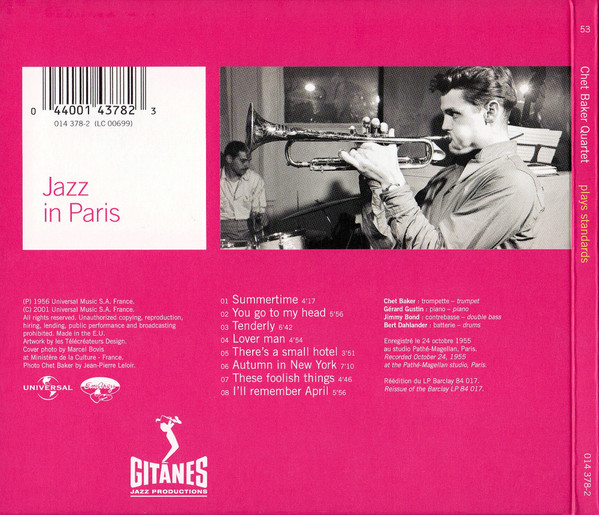 Chet Baker Quartet - Plays Standards | Gitanes Jazz Productions (014 378-2) - 2