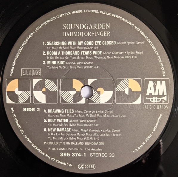 Soundgarden - Badmotorfinger | A&M Records (395 374-1) - 4