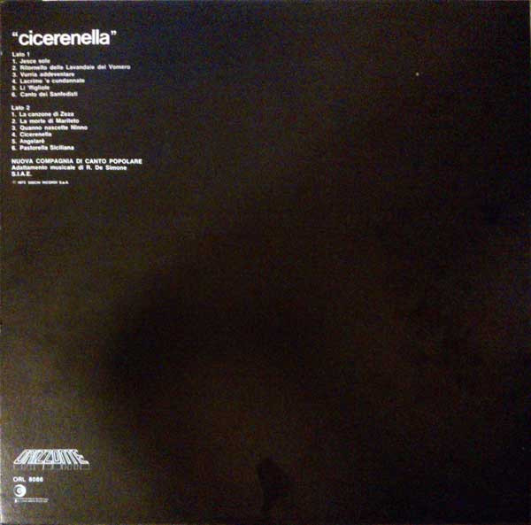 Nuova Compagnia Di Canto Popolare - "Cicerenella " | Ricordi (ORL 8086) - 2