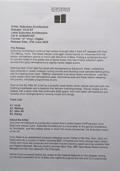 Suburban Architecture - Vivid E.P. | Suburban Architecture (SUBARC007) - 2