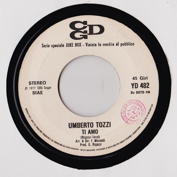 Sandro Giacobbe / Umberto Tozzi - Bimba / Ti Amo | CBS (YD 482) - 2
