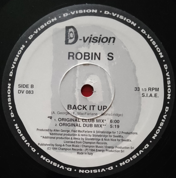 Robin S. - Back It Up (The Remixes Part I) | D:vision Records (DV 083) - 4