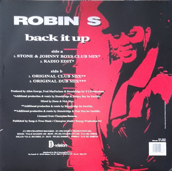 Robin S. - Back It Up (The Remixes Part I) | D:vision Records (DV 083) - 2