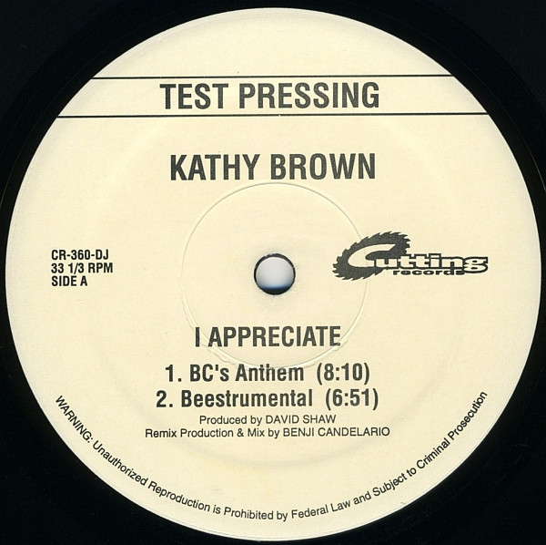 Kathy Brown - I Appreciate | Cutting Records (CR-360-DJ)