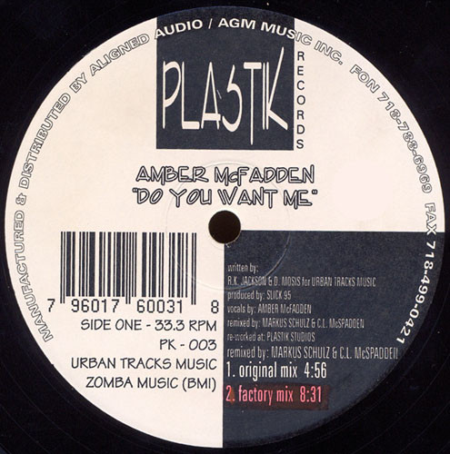 Amber McFadden - Do You Want Me | Plastik Records (PK 003) - main Amber McFadden - Do You Want Me | Plastik Records (PK 003) - main