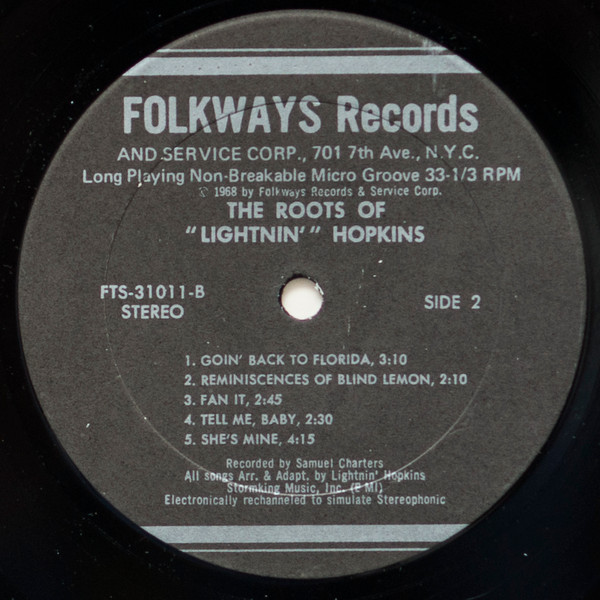 Lightnin' Hopkins - The Roots Of Lightnin' Hopkins | Folkways Records (FTS 31011) - 4