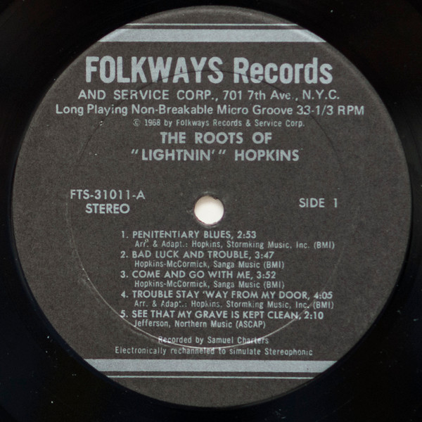 Lightnin' Hopkins - The Roots Of Lightnin' Hopkins | Folkways Records (FTS 31011) - 3