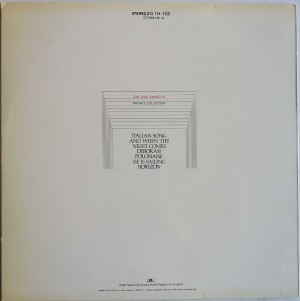 Jon & Vangelis - Private Collection | Polydor (813 174-1) - 2