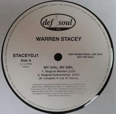 Warren Stacey - My Girl, My Girl | Def Soul (STACEYDJ1) - 3