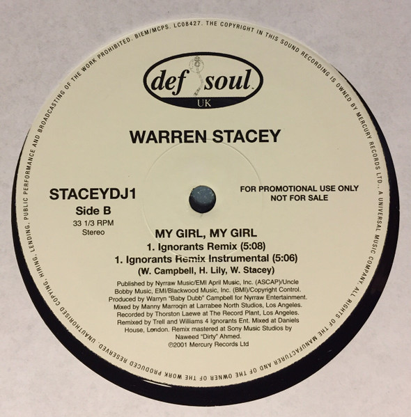 Warren Stacey - My Girl, My Girl | Def Soul (STACEYDJ1) - 4