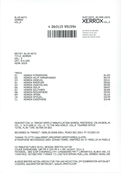 Alva Noto - Xerrox Vol.3 | Raster-Noton (R-N 159) - 3