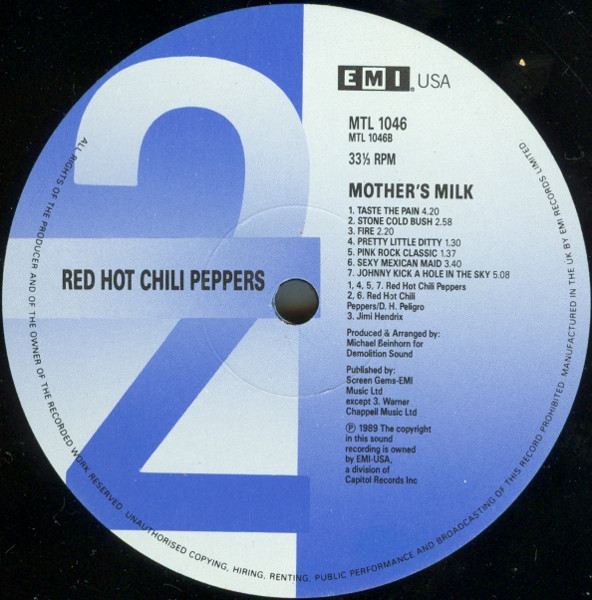 Red Hot Chili Peppers - Mothers Milk | EMI USA (MTL 1046) - 4 Red Hot Chili Peppers - Mothers Milk | EMI USA (MTL 1046) - 4