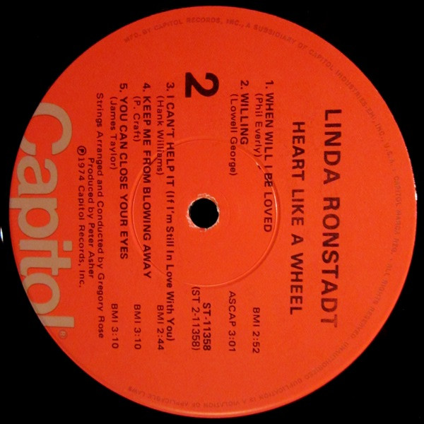 Linda Ronstadt - Heart Like A Wheel | Capitol Records (ST-11358) - 4