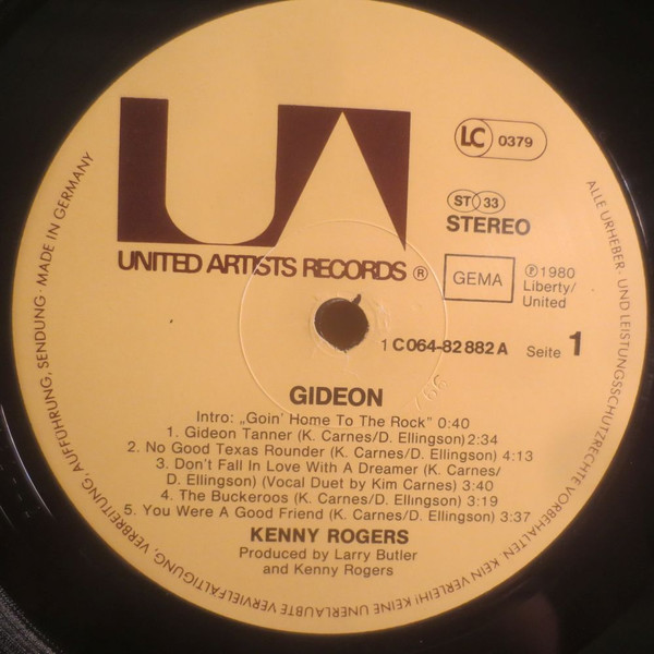 Kenny Rogers - Gideon | United Artists Records (1C 064-82 882)
