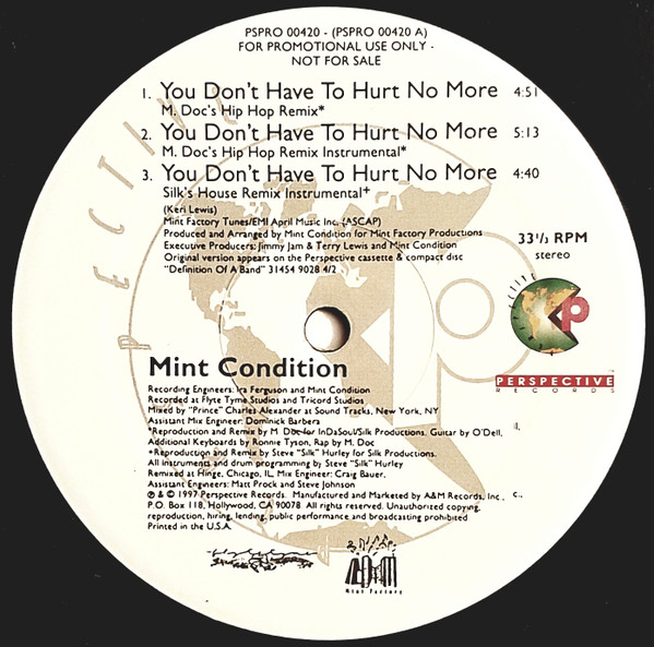 Mint Condition - You Don't Have To Hurt No More | Perspective Records (PSPRO 00420)
