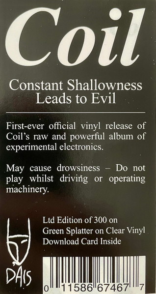 Coil - Constant Shallowness Leads To Evil 2LP | Dais Records (DAIS186) - 3