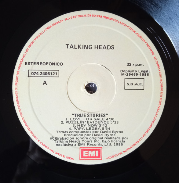 Talking Heads - True Stories | EMI (074 24 0612 1) - 3