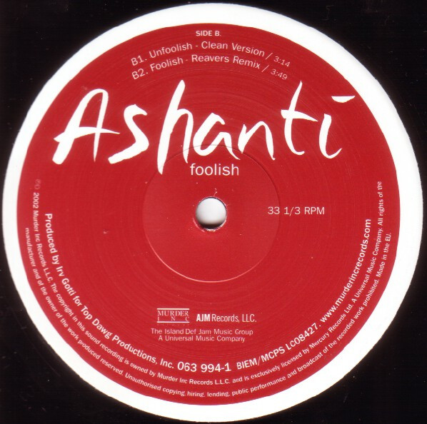 Ashanti - Foolish | Murder Inc Records (063 994-1) - 3 Ashanti - Foolish | Murder Inc Records (063 994-1) - 3