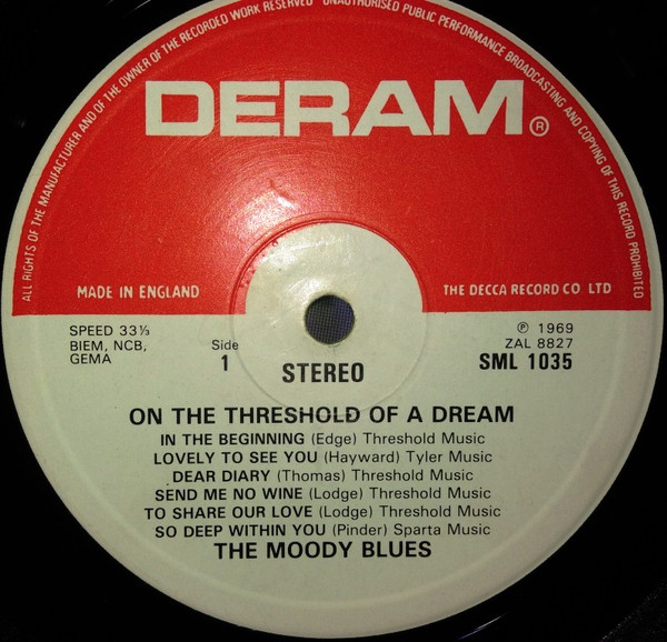 The Moody Blues - On The Threshold Of A Dream | Deram (SML 1035) - 3