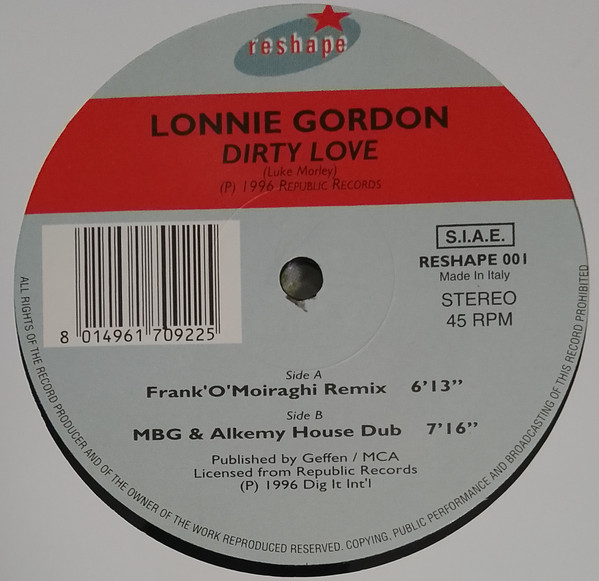 Lonnie Gordon - Dirty Love & remixes | Reshape (RESHAPE 001)