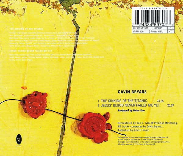 Gavin Bryars - The Sinking Of The Titanic / Jesus' Blood Never Failed Me Yet CD | Venture (CDVE 938) - 2 Gavin Bryars - The Sinking Of The Titanic / Jesus' Blood Never Failed Me Yet CD | Venture (CDVE 938) - 2