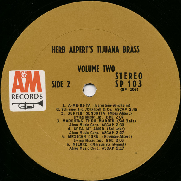 Herb Alpert & The Tijuana Brass - Volume 2 | A&M Records (SP 103) - 3 Herb Alpert & The Tijuana Brass - Volume 2 | A&M Records (SP 103) - 3