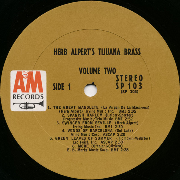 Herb Alpert & The Tijuana Brass - Volume 2 | A&M Records (SP 103) - 2 Herb Alpert & The Tijuana Brass - Volume 2 | A&M Records (SP 103) - 2