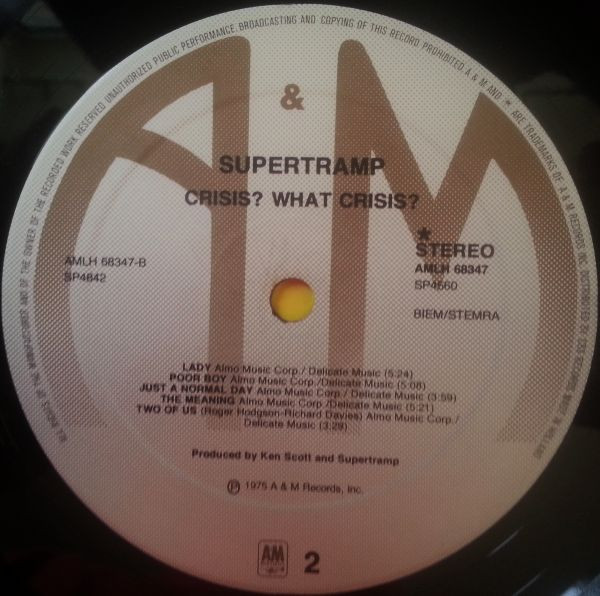 Supertramp - Crisis? What Crisis? | A&M Records (AMLH 68347) - 4 Supertramp - Crisis? What Crisis? | A&M Records (AMLH 68347) - 4