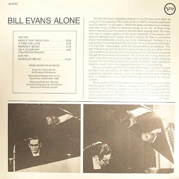Bill Evans - Alone | Verve Records (UCJU-9082) - 2