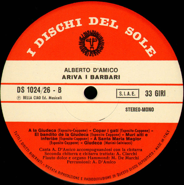 Alberto D'Amico - Ariva I Barbari | I Dischi Del Sole (DS 1024/26) - 3