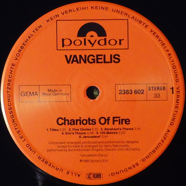 Vangelis - Chariots Of Fire | Polydor (2383 602) - 3