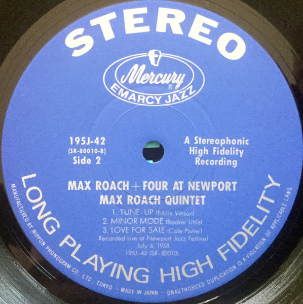 Max Roach Quintet - Max Roach + Four At Newport | Mercury (195J-42) - 4