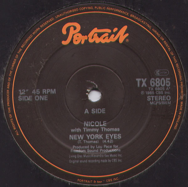 Nicole J McCloud With Timmy Thomas / Nicole J McCloud - New York Eyes / Ordinary Girl | Portrait (TX 6805)