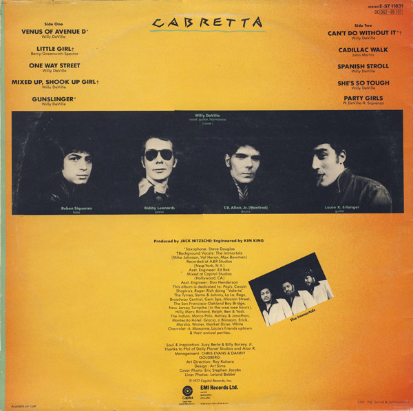 Mink DeVille - Cabretta | Capitol Records (E-ST 11631) - 2