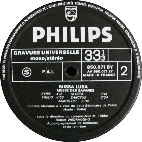 Les Troubadours Du Roi Baudouin - Missa Luba - Messe Des Savanes (De La Bande Originale Du Film "If..." "Sanctus") | Philips (850.071 BY) - 4 Les Troubadours Du Roi Baudouin - Missa Luba - Messe Des Savanes (De La Bande Originale Du Film "If..." "Sanctus") | Philips (850.071 BY) - 4