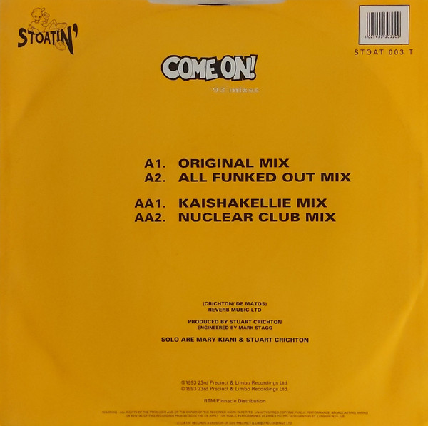 Solo - Come On! ('93 Mixes) | Stoatin' (STOAT 003 T) - 2