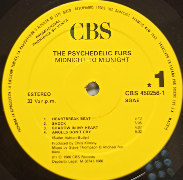 The Psychedelic Furs - Midnight To Midnight | CBS (CBS 450256-1) - 3