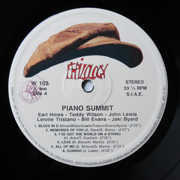 Earl Hines - Teddy Wilson - John Lewis - Lennie Tristano - Bill Evans - Jaki Byard - Piano Summit | Philology (W 102) - main Earl Hines - Teddy Wilson - John Lewis - Lennie Tristano - Bill Evans - Jaki Byard - Piano Summit | Philology (W 102) - main
