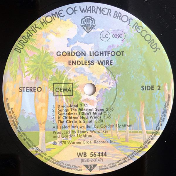 Gordon Lightfoot - Endless Wire | Warner Bros. Records (WB 56 444) - 4