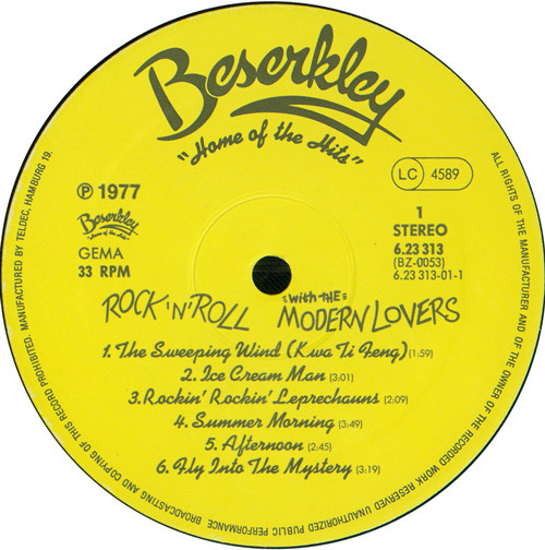 Jonathan Richman & The Modern Lovers - Rock 'N' Roll With The Modern Lovers | Beserkley (6.23313 AO) - 3 Jonathan Richman & The Modern Lovers - Rock 'N' Roll With The Modern Lovers | Beserkley (6.23313 AO) - 3