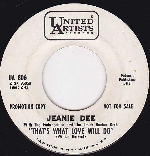 Jeannie Dee - Stand By Me / Thats What Love Will Do | United Artists Records (UA 806) - 2
