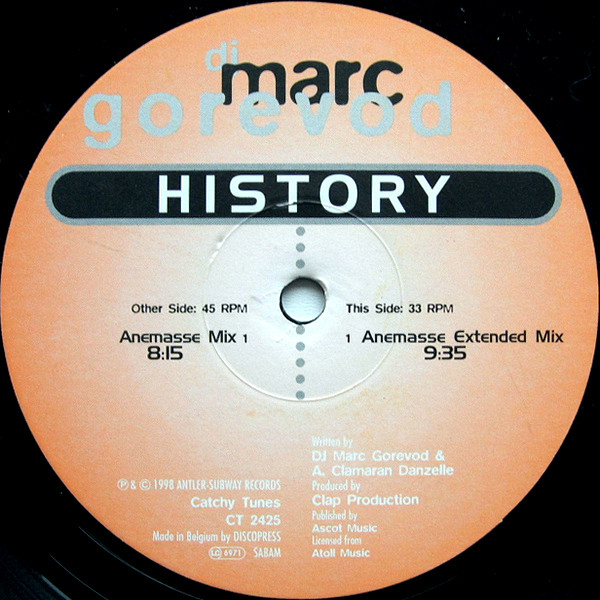 DJ Marc Gorevod - History | Catchy Tunes (CT 2425) DJ Marc Gorevod - History | Catchy Tunes (CT 2425)