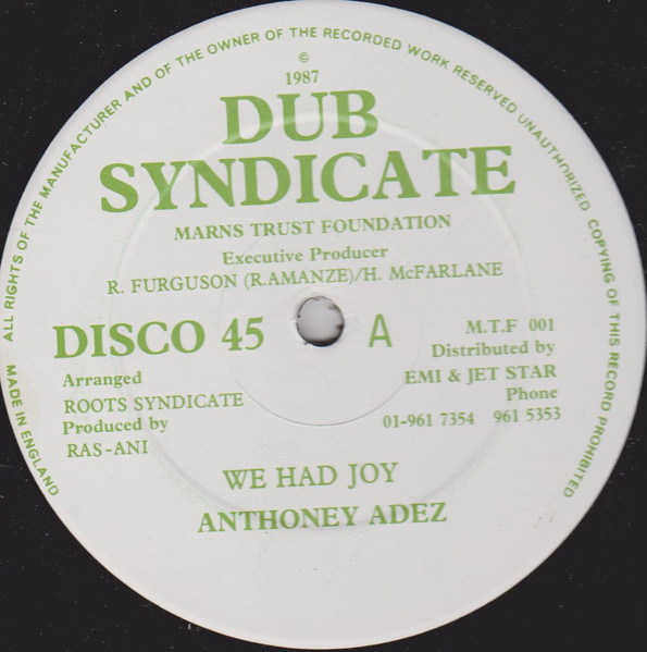 Anthoney Adez - We Had Joy | Dub Syndicate (M.T.F 001)