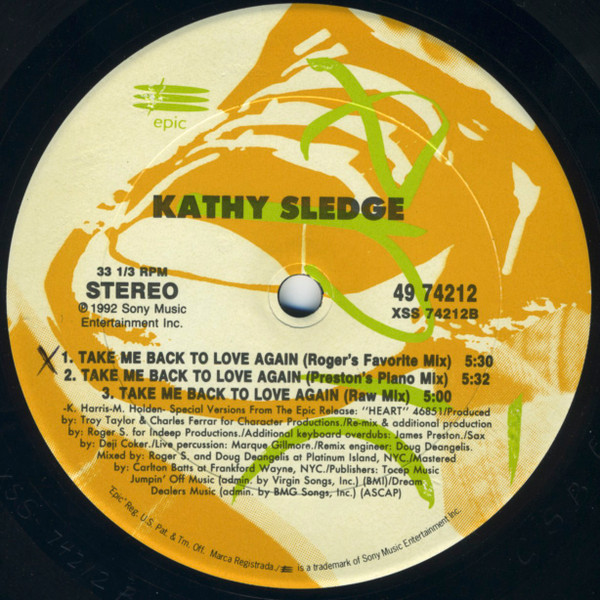 Kathy Sledge - Take Me Back To Love Again | Epic (49 74212) - 4
